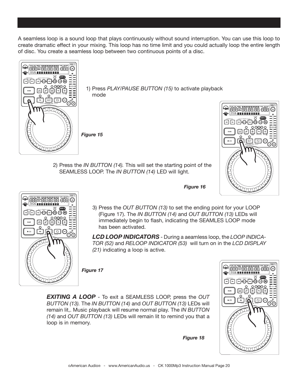 Basic operations (cont.) | American Audio CK 1000Mp3 User Manual | Page 20 / 34