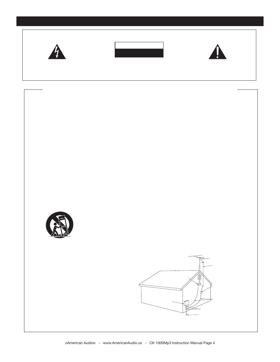 Important safety instructions, Electrical precautions, Electrical safety precautions | Caution | American Audio CK 1000Mp3 User Manual | Page 4 / 34