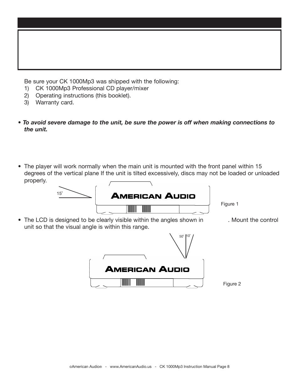 Set-up | American Audio CK 1000Mp3 User Manual | Page 8 / 34