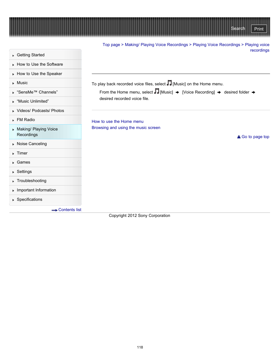 Playing voice recordings, Details | Sony NWZ-E475BLK User Manual | Page 118 / 231