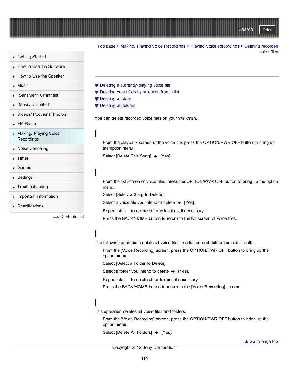Deleting recorded voice files, Details | Sony NWZ-E475BLK User Manual | Page 119 / 231