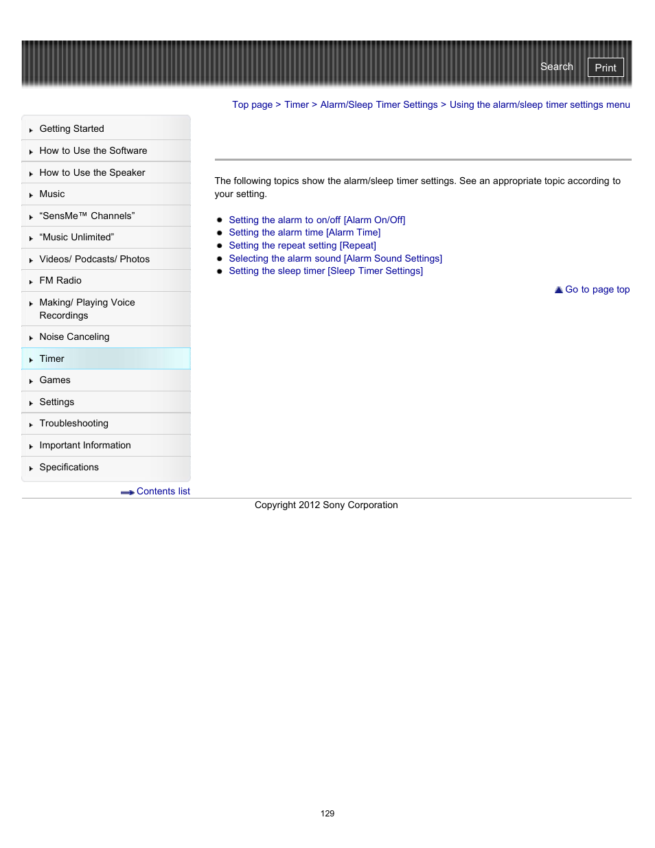 Using the alarm/sleep timer settings menu | Sony NWZ-E475BLK User Manual | Page 129 / 231