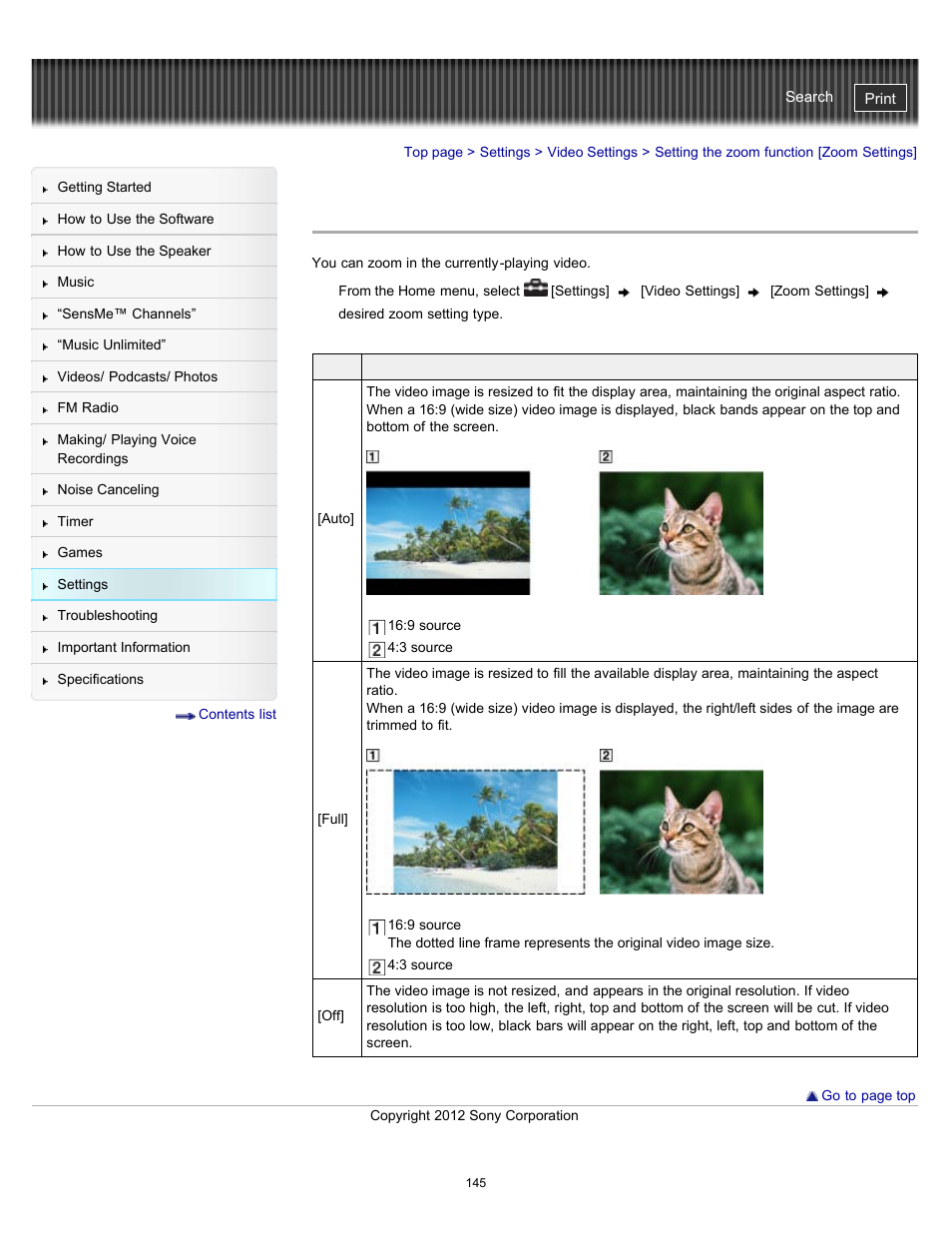 Setting the zoom function [zoom settings, Details | Sony NWZ-E475BLK User Manual | Page 145 / 231