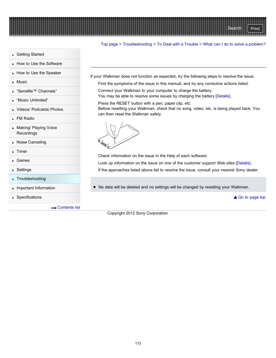 What can i do to solve a problem, Details | Sony NWZ-E475BLK User Manual | Page 173 / 231