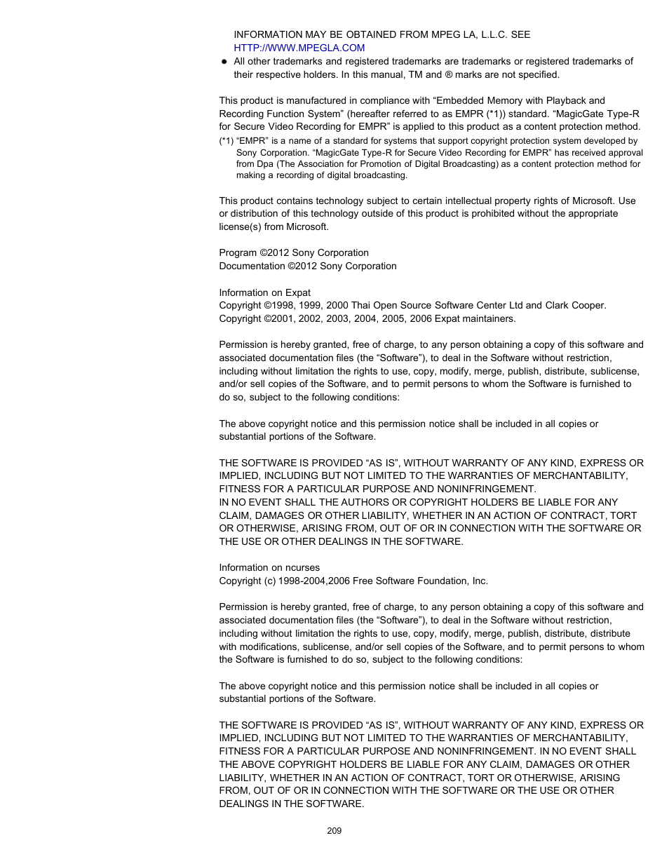 Sony NWZ-E475BLK User Manual | Page 209 / 231