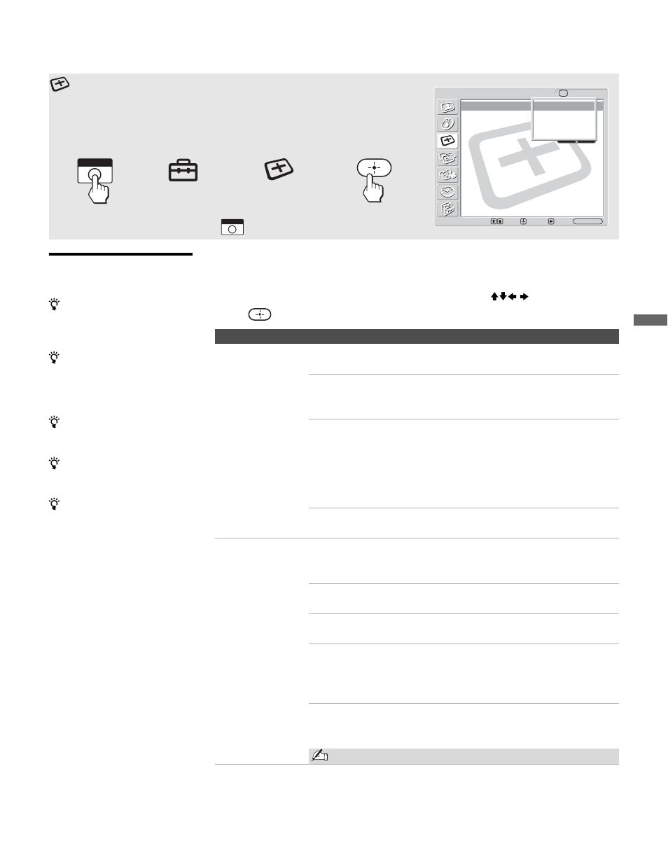 Using the screen settings, Selecting screen options | Sony KLV-S32A10 User Manual | Page 51 / 72