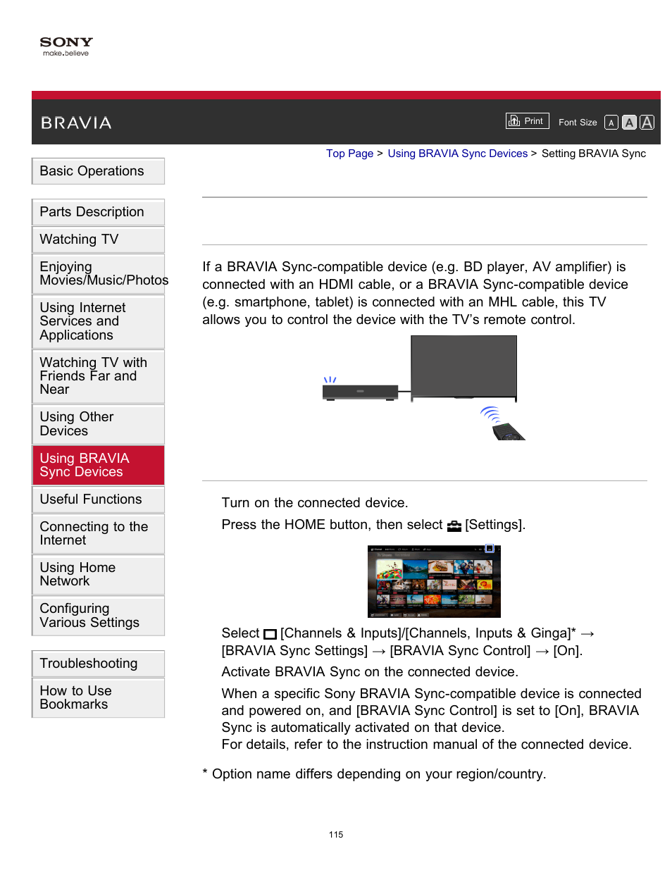Setting bravia sync | Sony XBR-55X900B User Manual | Page 121 / 255
