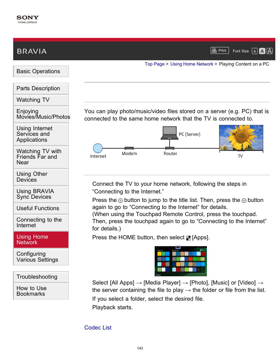 Playing content on a pc | Sony XBR-55X900B User Manual | Page 149 / 255
