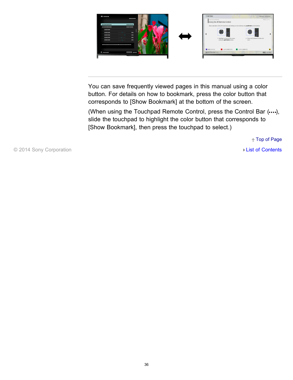 Saving frequently viewed pages (bookmark) | Sony XBR-55X900B User Manual | Page 42 / 255