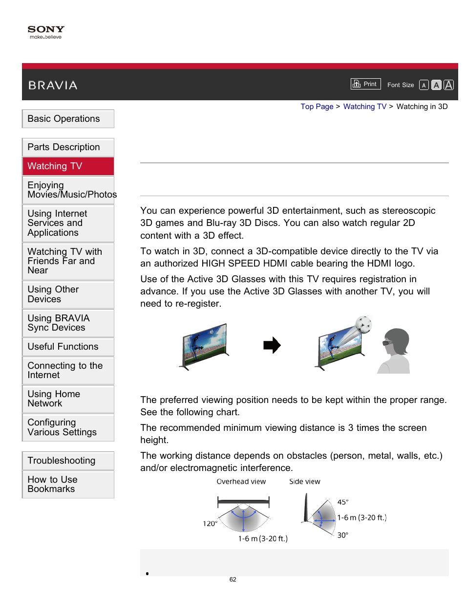 Watching in 3d | Sony XBR-55X900B User Manual | Page 68 / 255