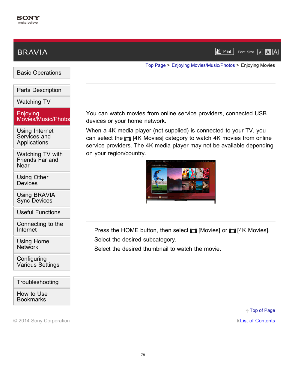 Enjoying movies | Sony XBR-55X900B User Manual | Page 84 / 255