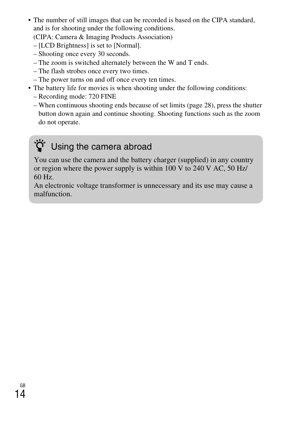 Using the camera abroad | Sony DSC-T110 User Manual | Page 14 / 72