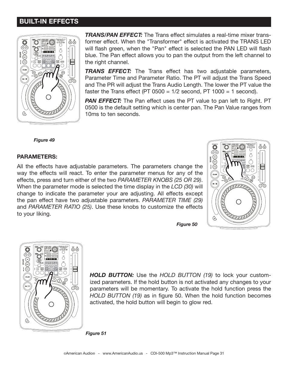 Built-in effects | American Audio CDI-500 User Manual | Page 31 / 38