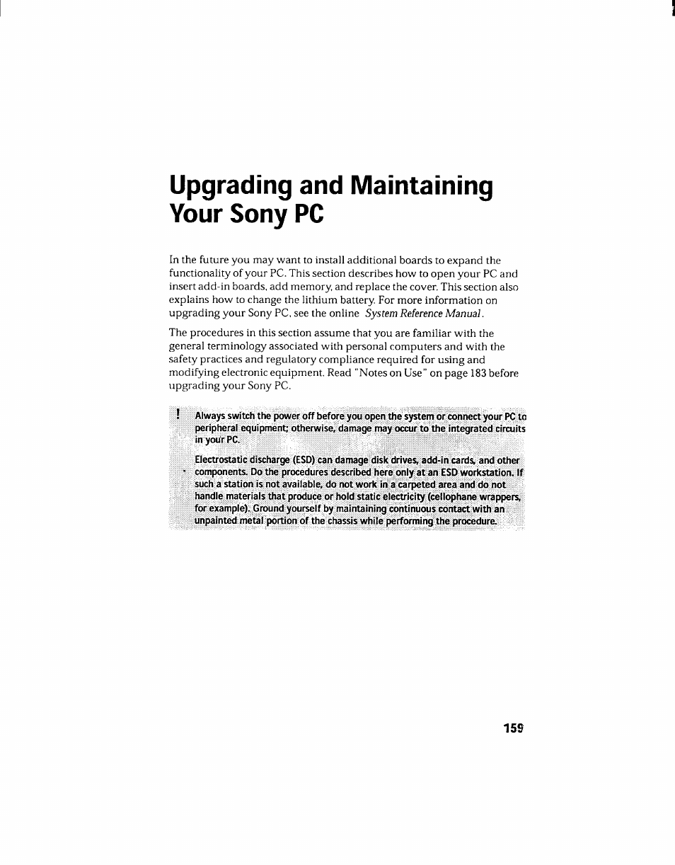 Upqrading and maintaining your sony pc | Sony PCV-130 User Manual | Page 163 / 203