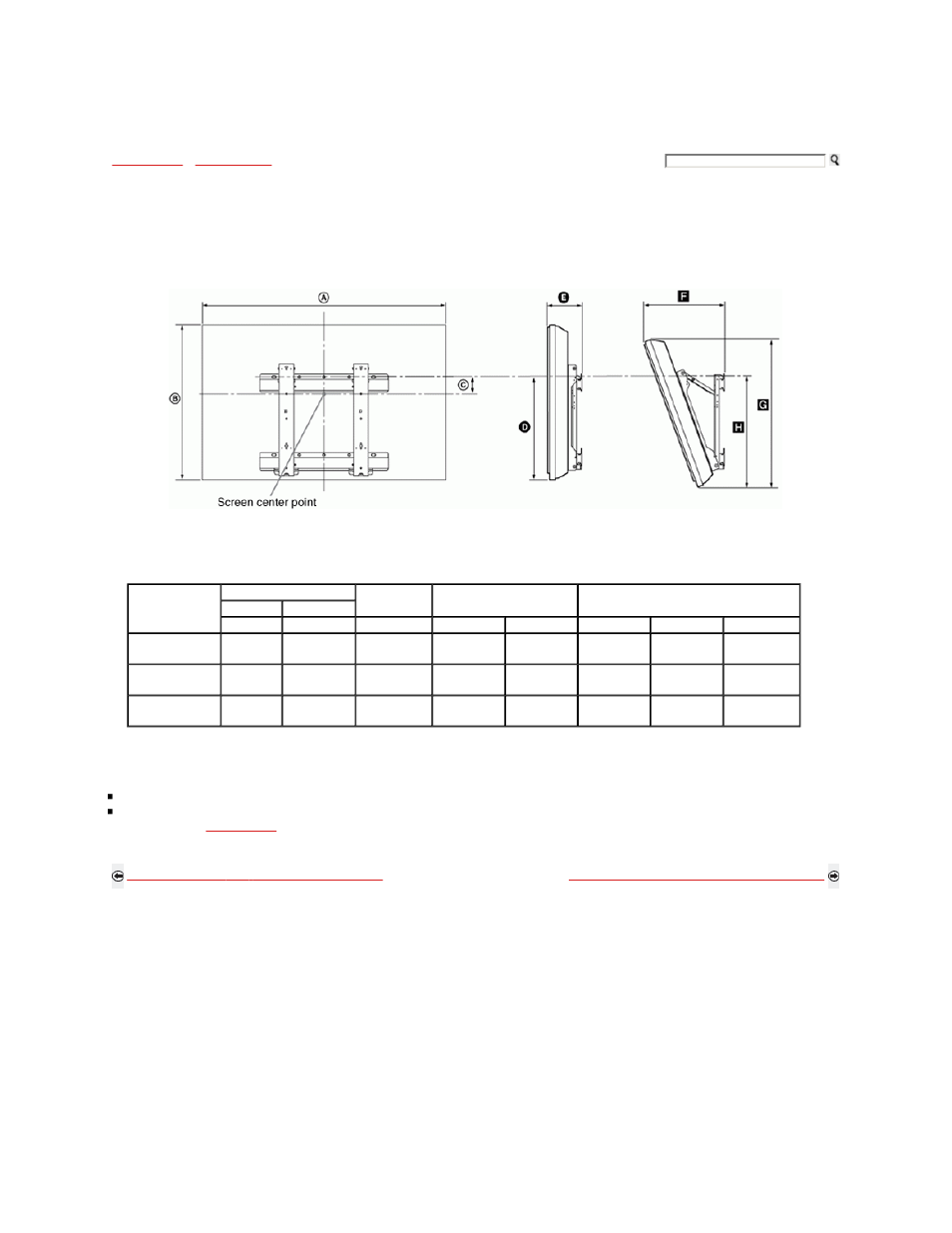 Installing the wall-mount bracket, Dimensions table | Sony KDL-46W5100 User Manual | Page 9 / 324
