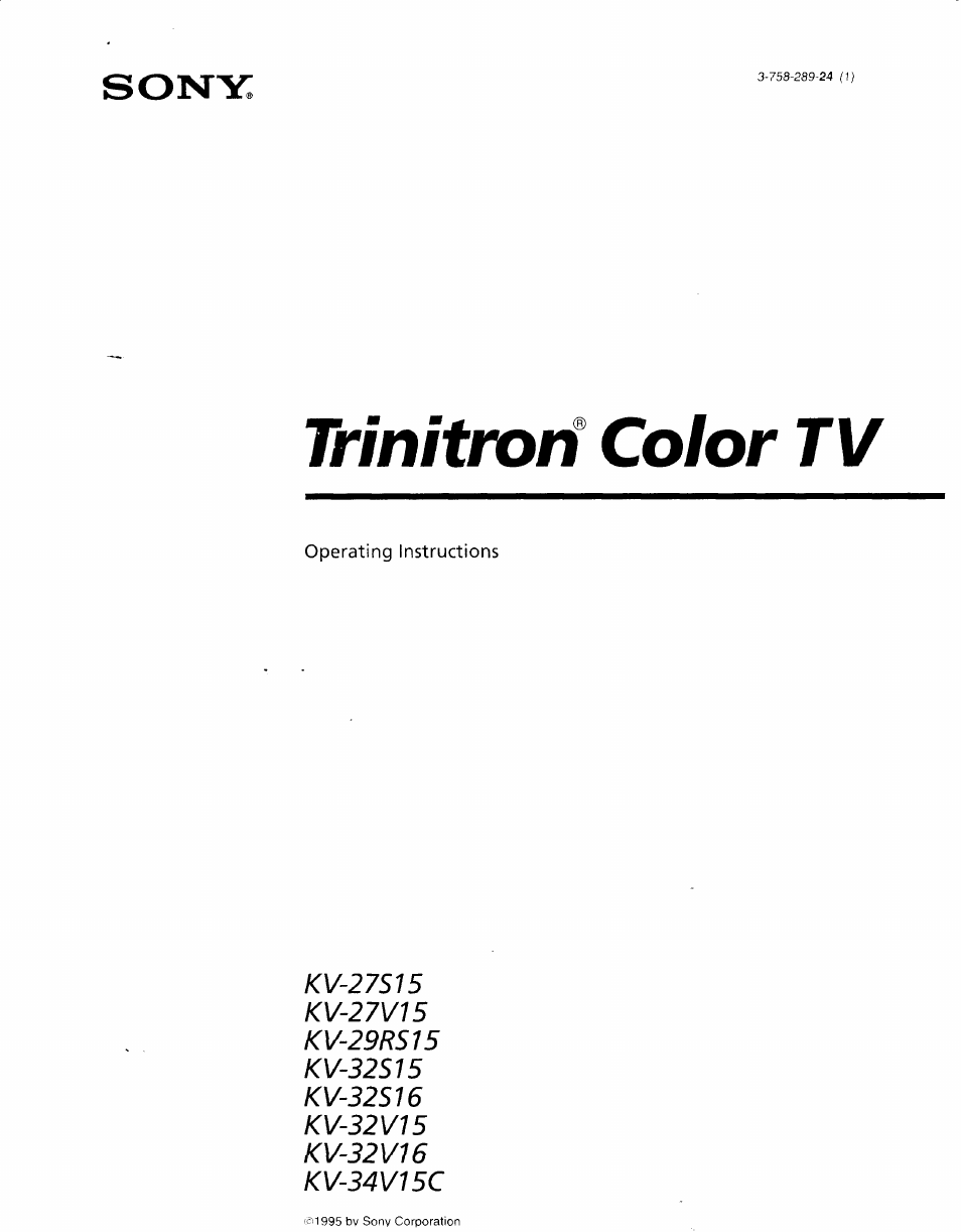 Sony KV-32S15 User Manual | 30 pages
