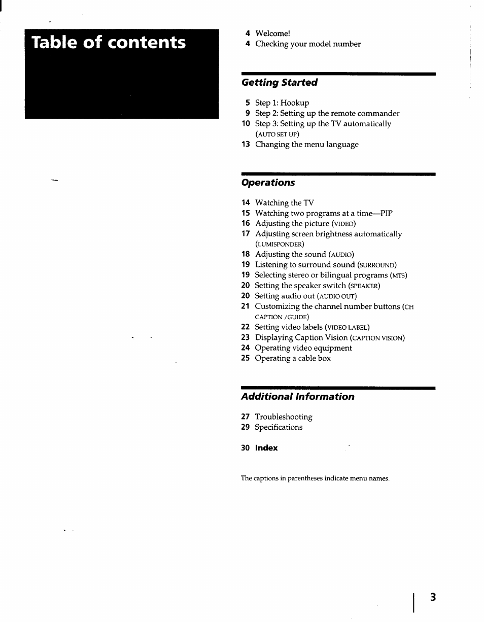 Sony KV-32S15 User Manual | Page 3 / 30