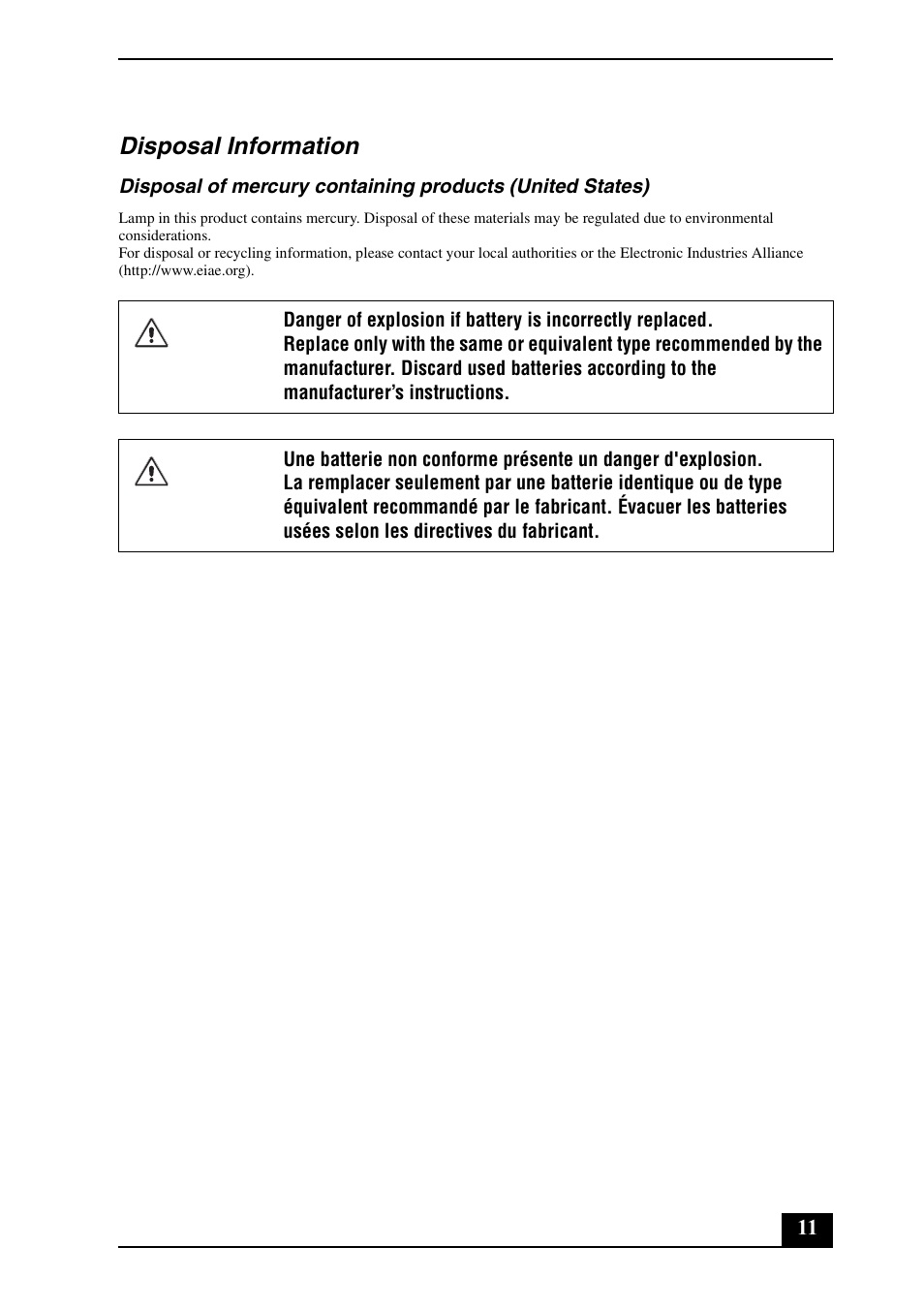 Disposal information | Sony VPCL113FX User Manual | Page 11 / 20