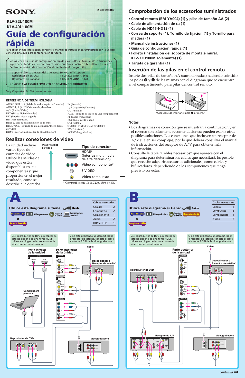 Sony KLV-40U100M User Manual | 2 pages