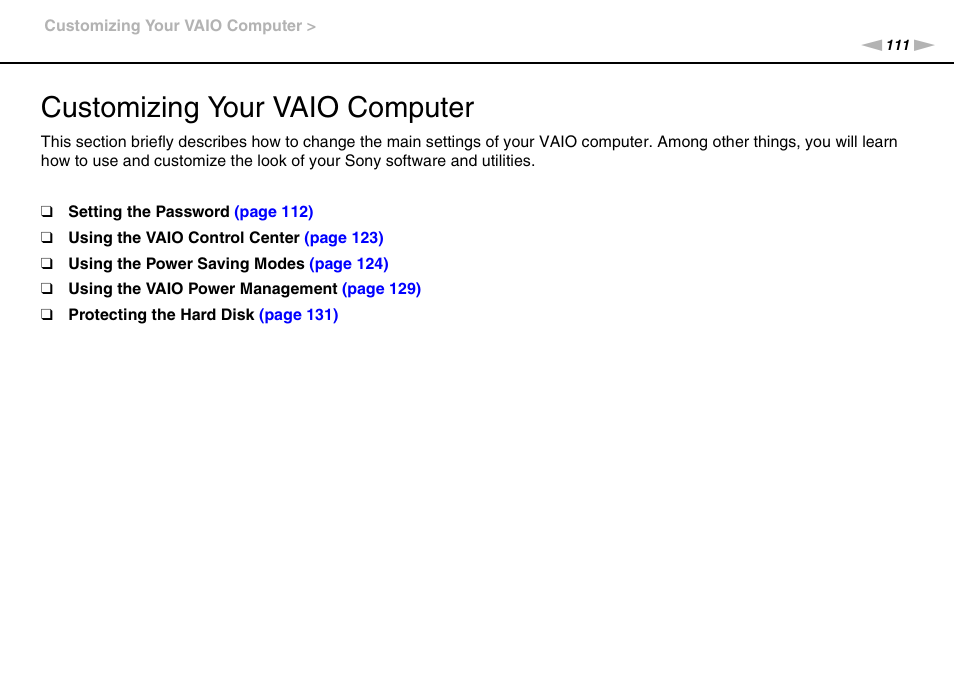 Customizing your vaio computer | Sony VGN-SR490DDB User Manual | Page 111 / 203