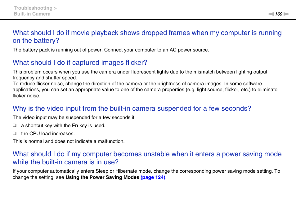 What should i do if captured images flicker | Sony VGN-SR490DDB User Manual | Page 169 / 203