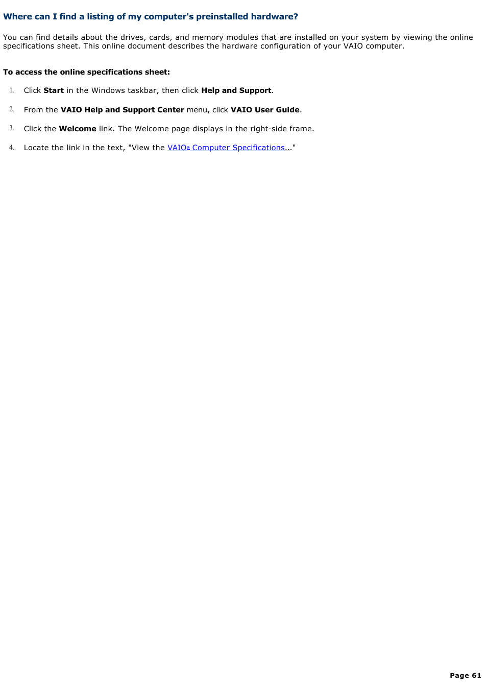 Sony PCV-W20 User Manual | Page 61 / 103