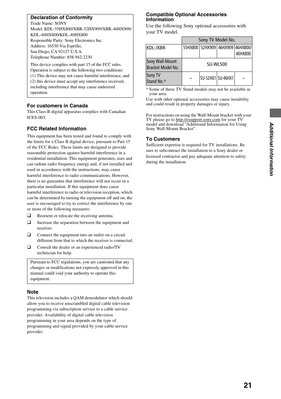 Sony XBR-52HX909 User Manual | Page 21 / 24
