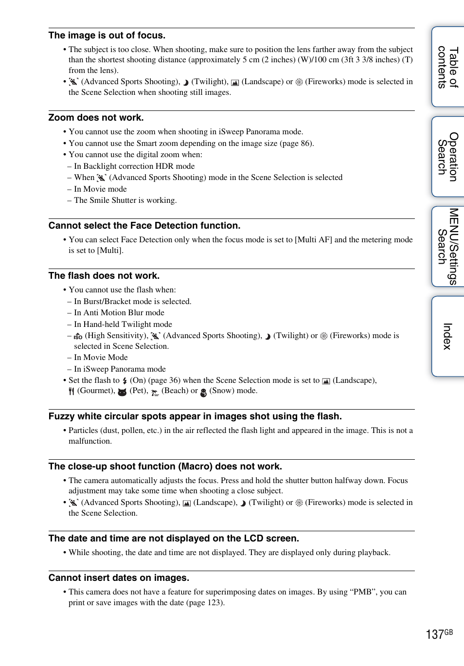 Sony DSC-HX5V User Manual | Page 137 / 160
