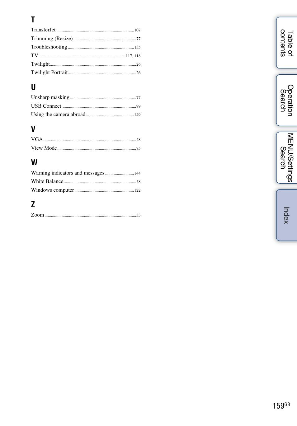 Sony DSC-HX5V User Manual | Page 159 / 160