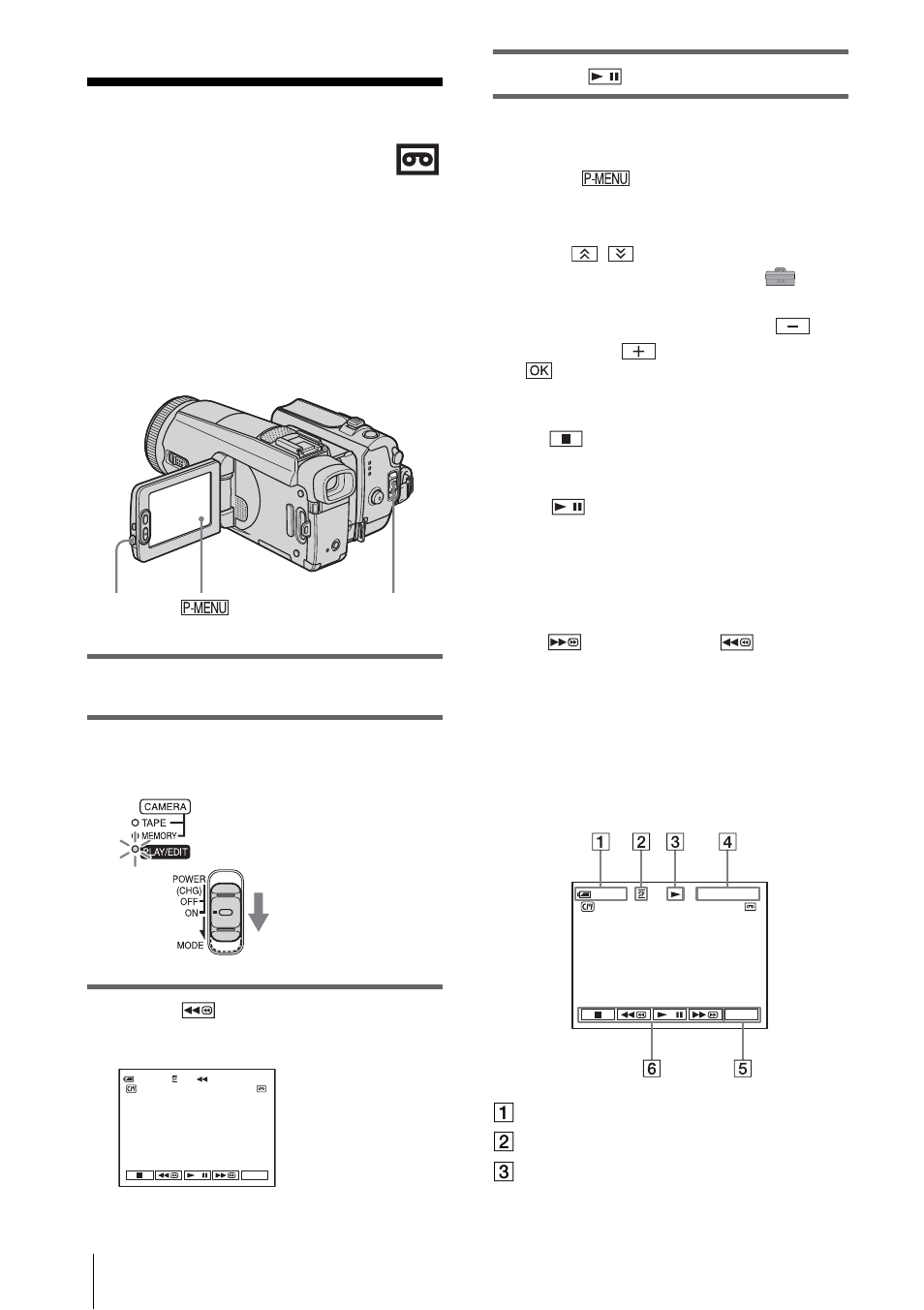 Playback, Viewing movies recorded on a tape | Sony DCR-HC1000 User Manual | Page 44 / 140