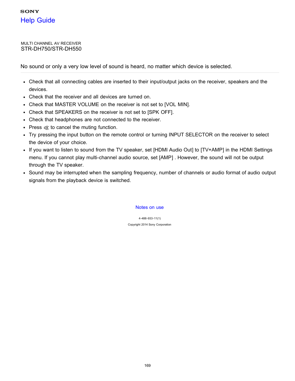 Device is selected, Help guide | Sony STR-DH750 User Manual | Page 176 / 246