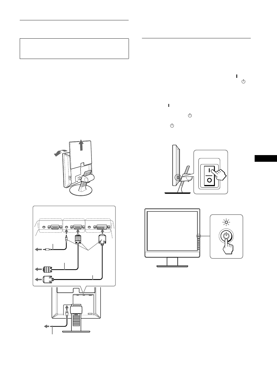 Conexión del monitor, Encendido del monitor y el ordenador | Sony SDM-X93 User Manual | Page 11 / 16