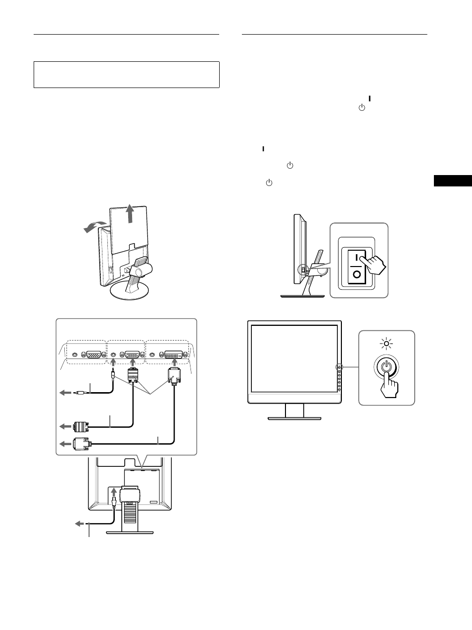 Connecting your monitor, Turning on the monitor and computer | Sony SDM-X93 User Manual | Page 3 / 16