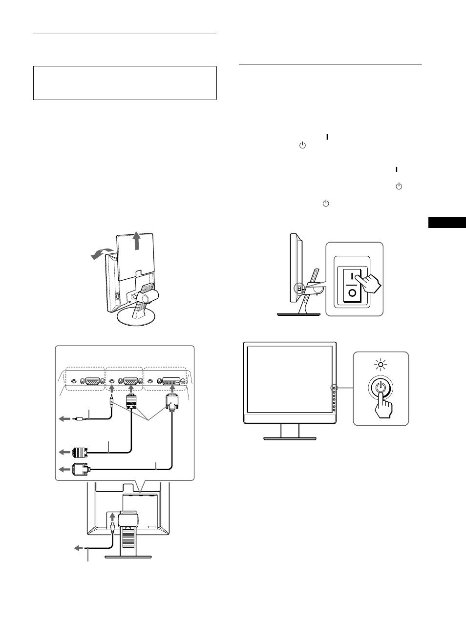 Branchement du moniteur, Mise sous tension du moniteur et de l’ordinateur | Sony SDM-X93 User Manual | Page 7 / 16