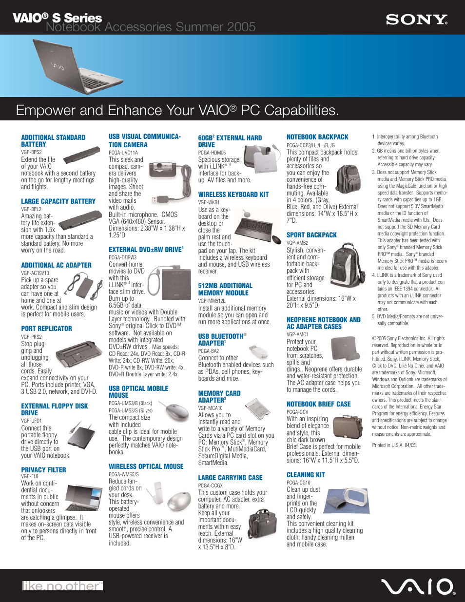 Sony VGN-S460 User Manual | 1 page