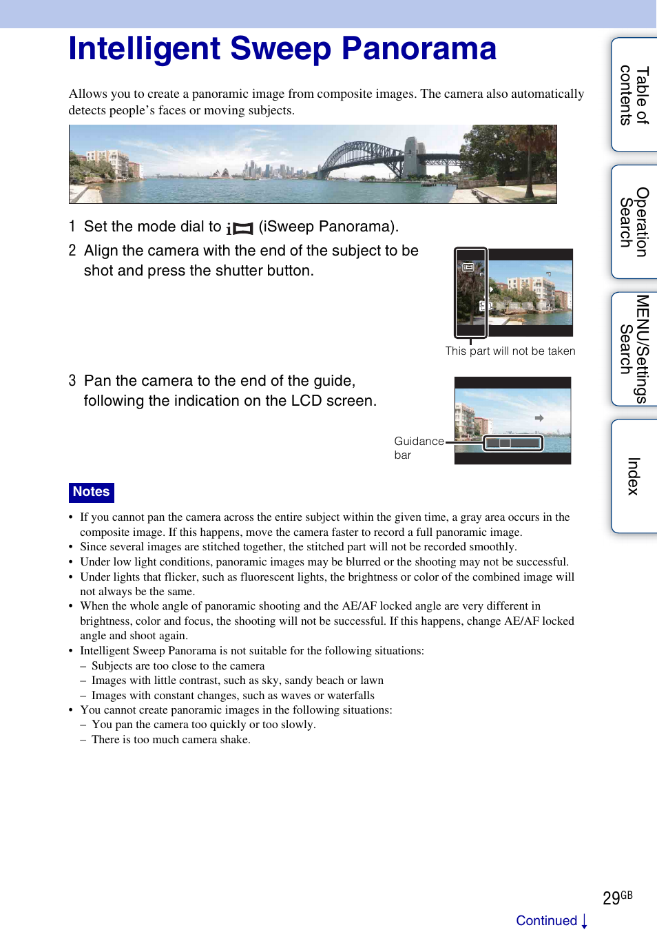 Intelligent sweep panorama | Sony DSC-WX5 User Manual | Page 29 / 171