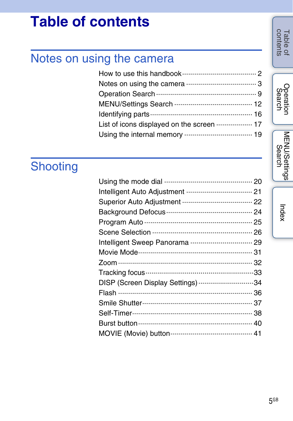 Sony DSC-WX5 User Manual | Page 5 / 171