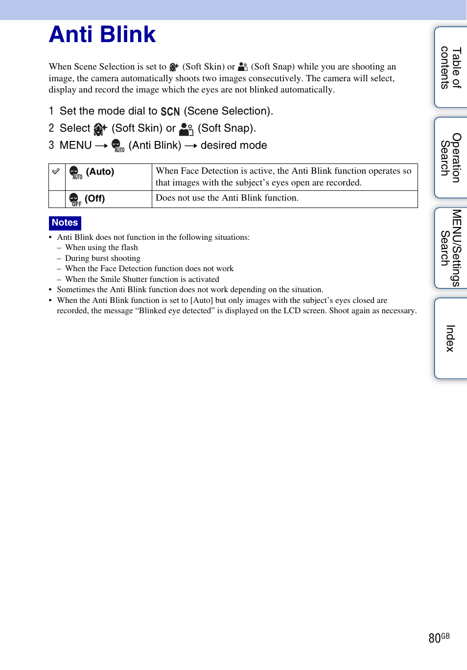 Anti blink | Sony DSC-WX5 User Manual | Page 80 / 171