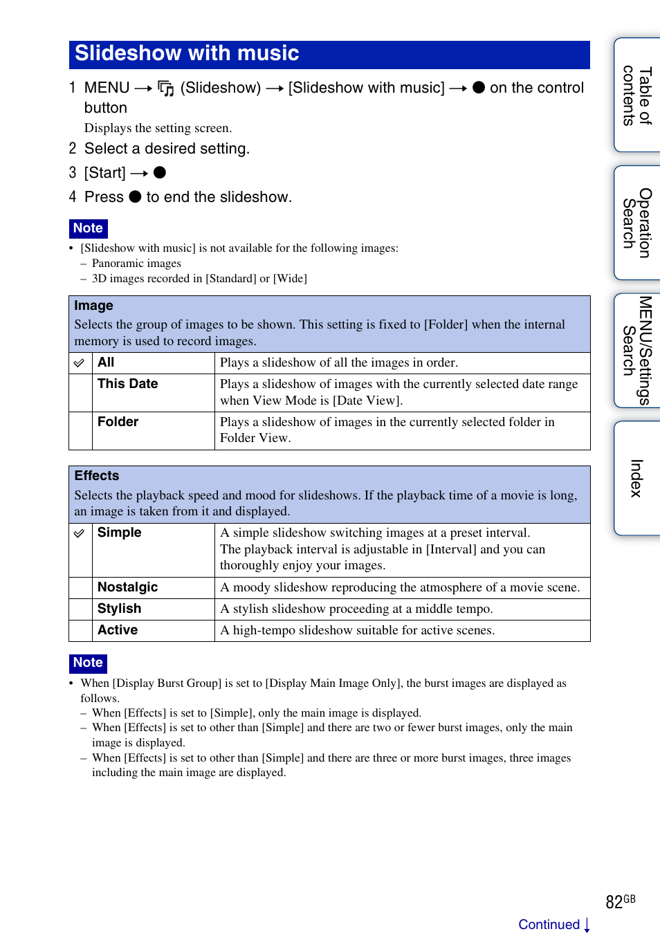 Slideshow with music | Sony DSC-WX5 User Manual | Page 82 / 171