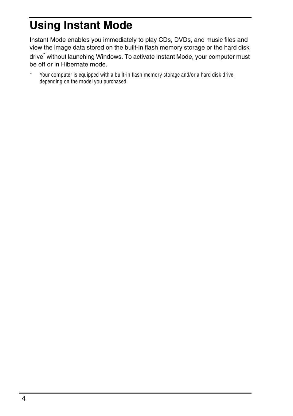Using instant mode | Sony VGN-TZ350N User Manual | Page 6 / 72