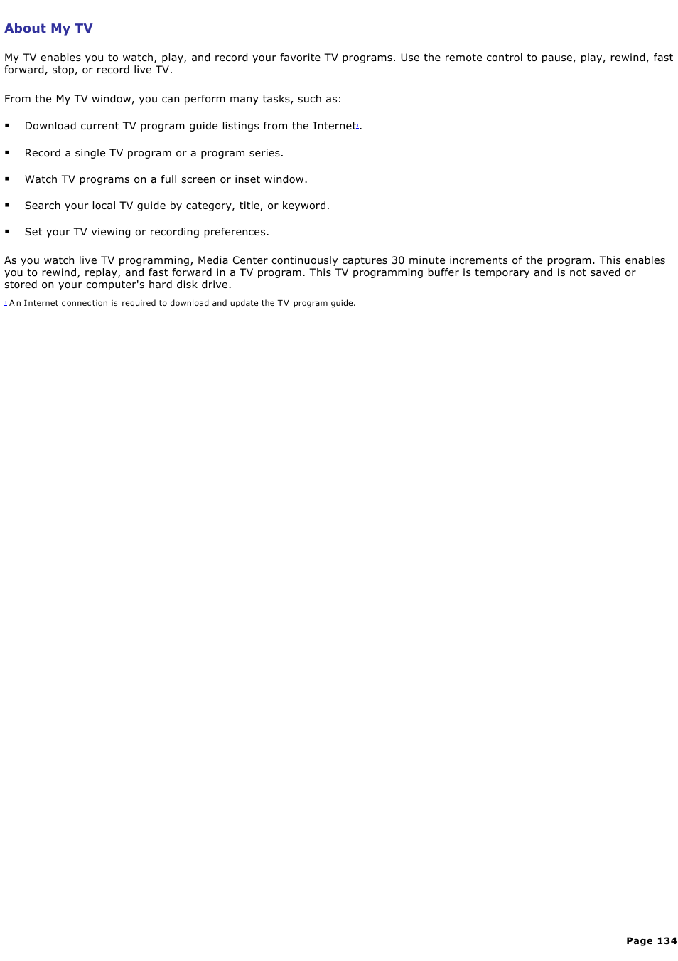 About my tv | Sony VGC-RA940G User Manual | Page 134 / 271