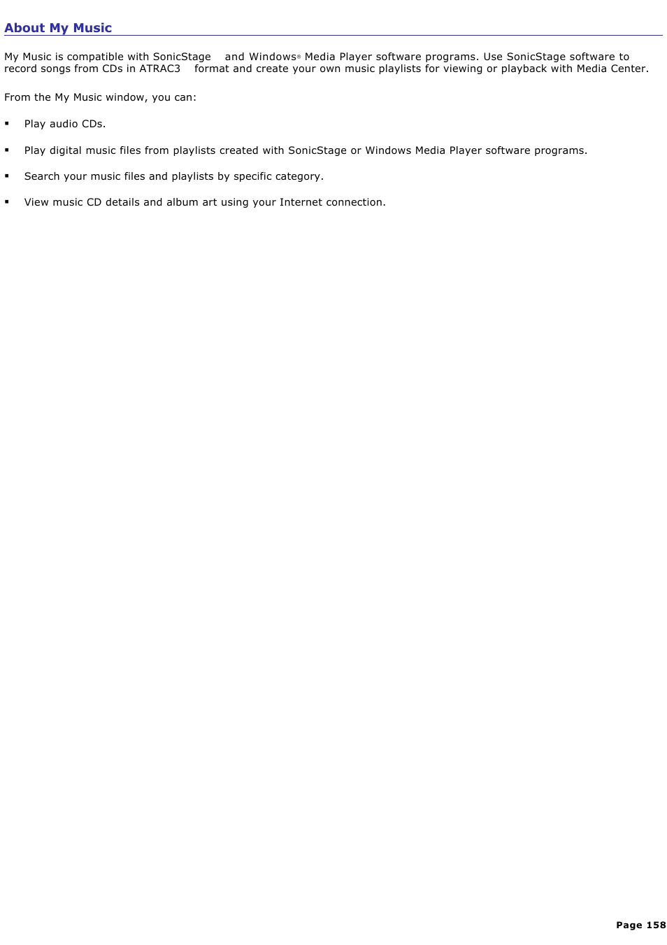 About my music | Sony VGC-RA940G User Manual | Page 158 / 271