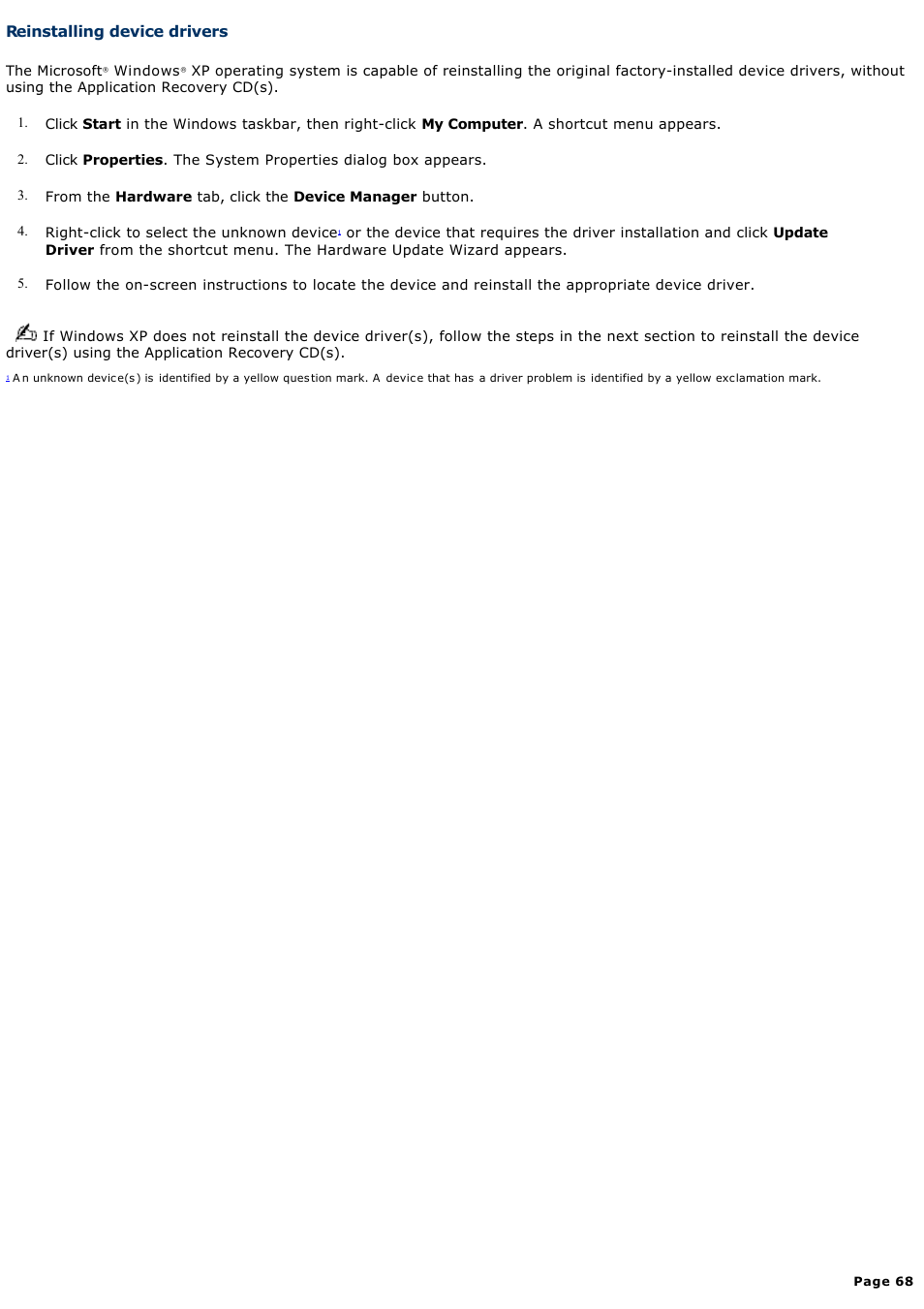 Reinstalling device drivers | Sony PCV-RX861 User Manual | Page 68 / 119