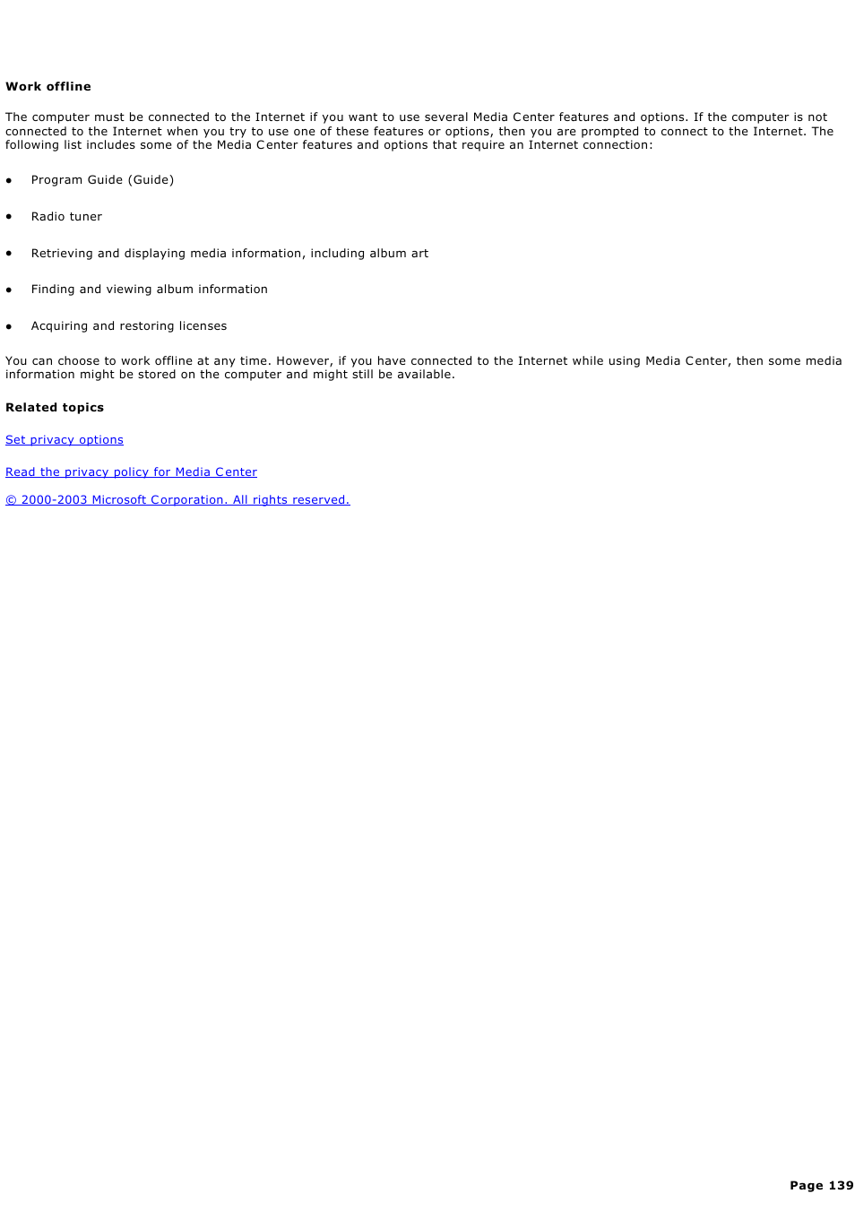 Work offline | Sony PCV-RZ49G User Manual | Page 139 / 459