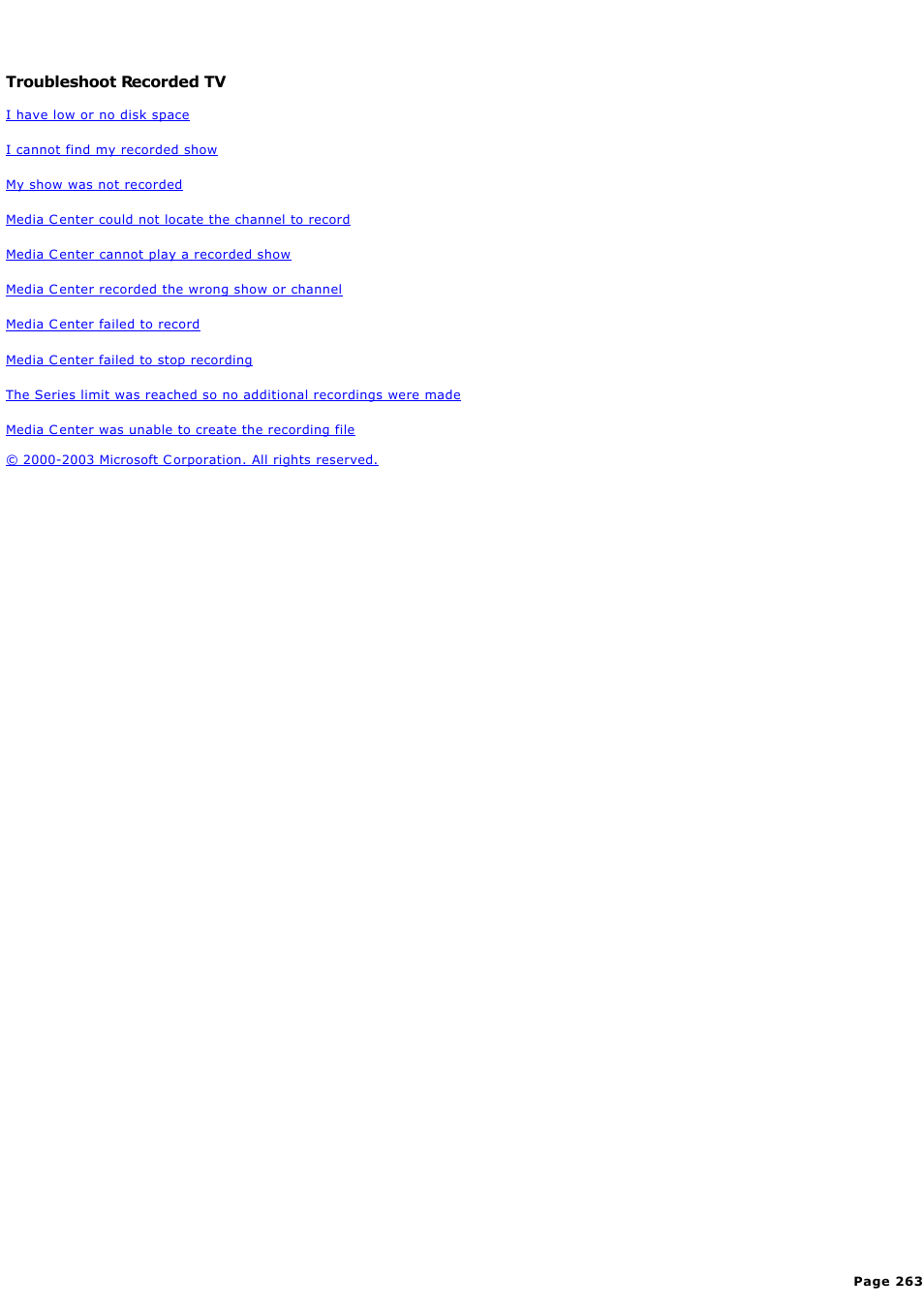 Troubleshoot recorded tv | Sony PCV-RZ49G User Manual | Page 263 / 459