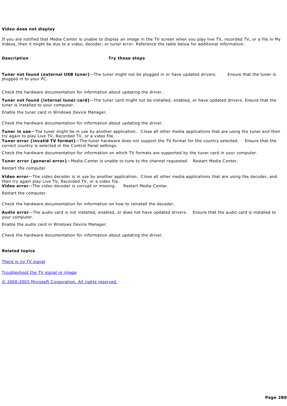 Video does not display | Sony PCV-RZ49G User Manual | Page 280 / 459