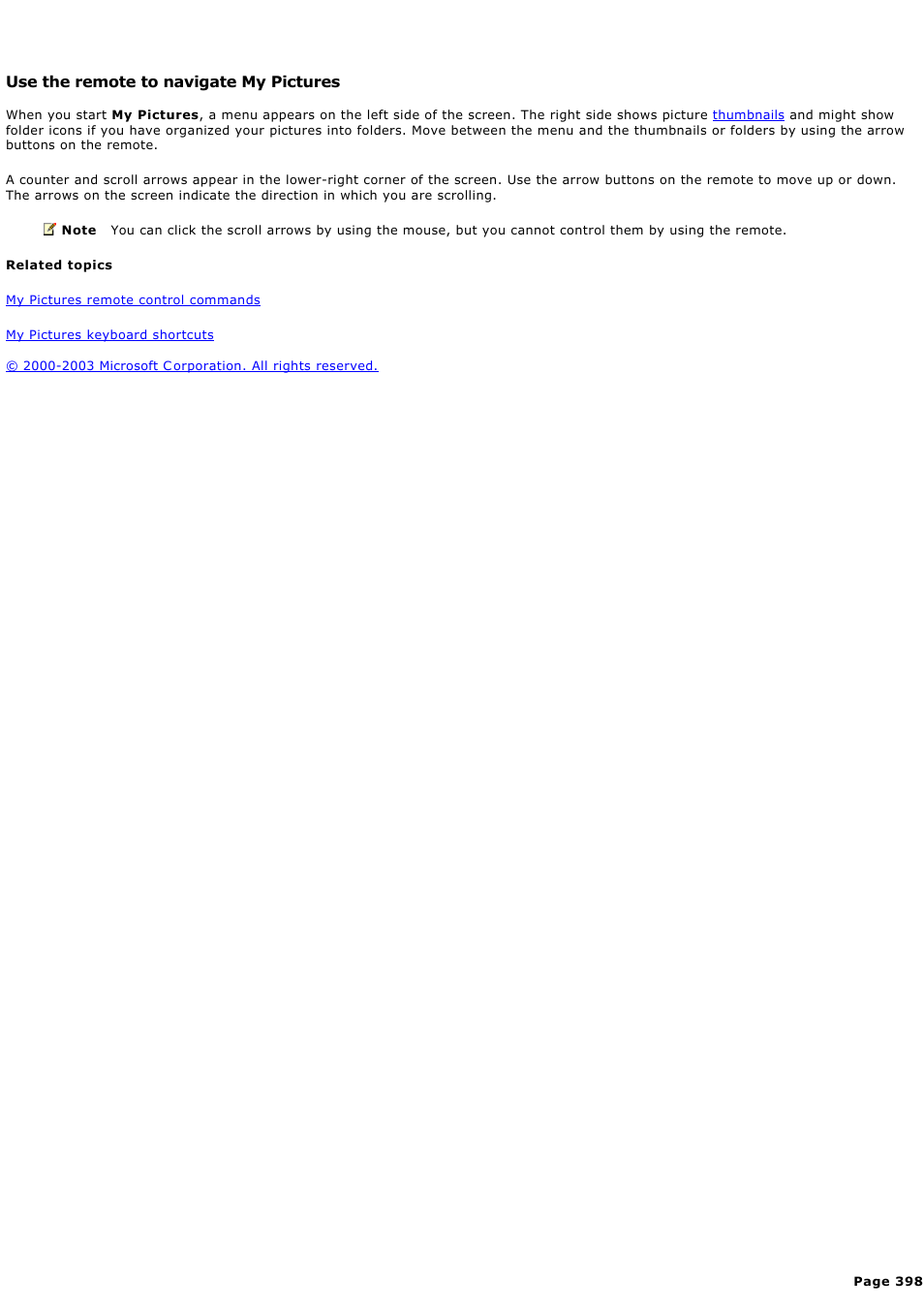 Use the remote to navigate my pictures | Sony PCV-RZ49G User Manual | Page 398 / 459