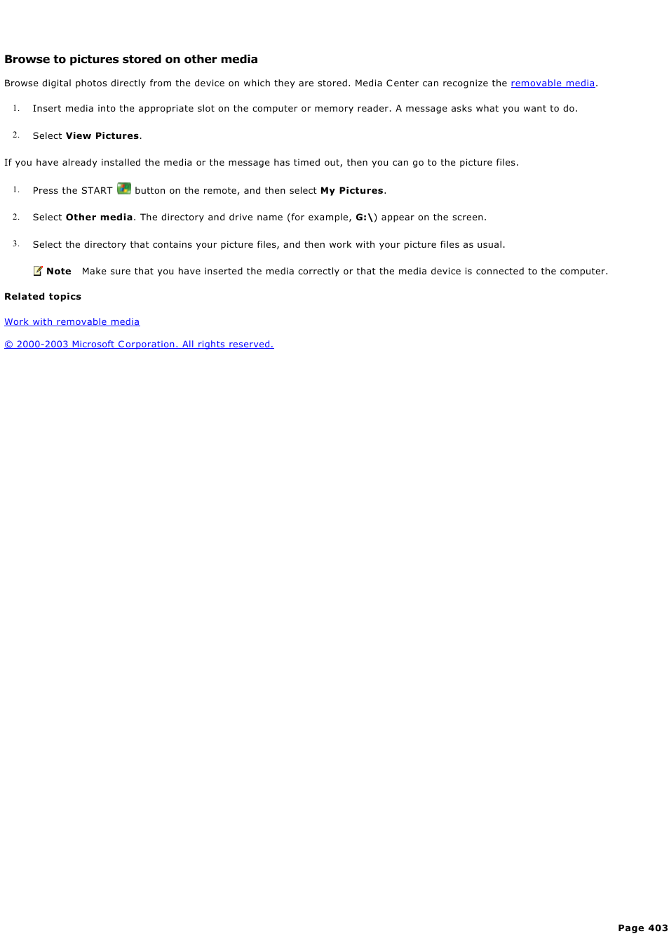 Browse to pictures stored on other media | Sony PCV-RZ49G User Manual | Page 403 / 459