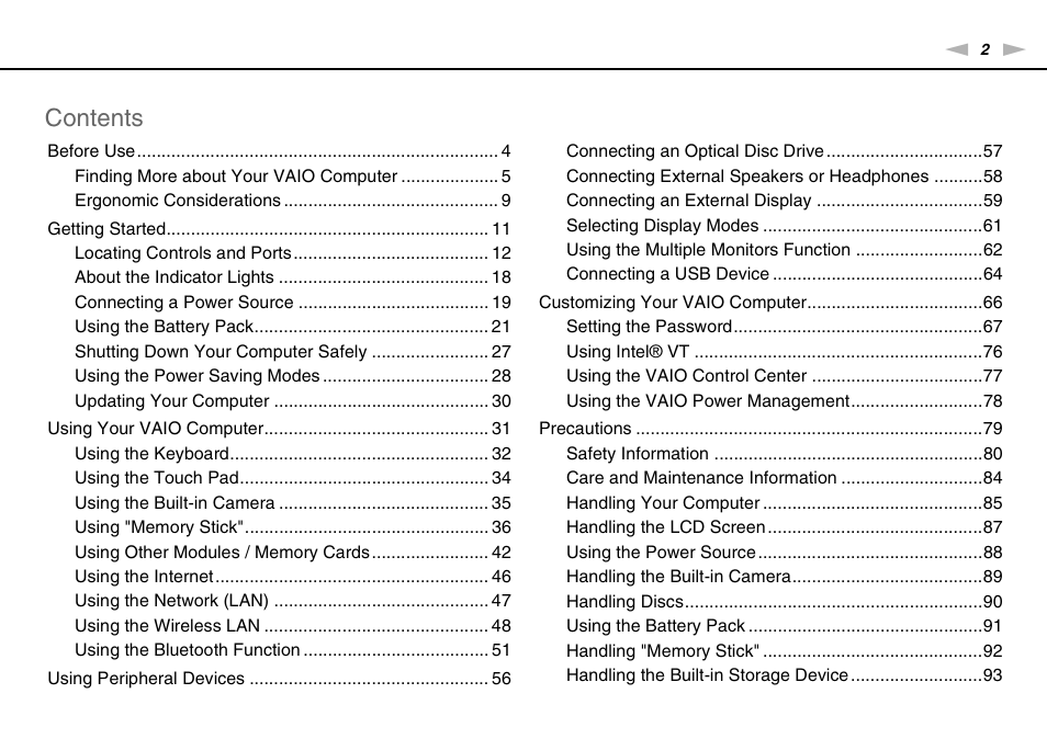 Sony VPCX111KX User Manual | Page 2 / 132