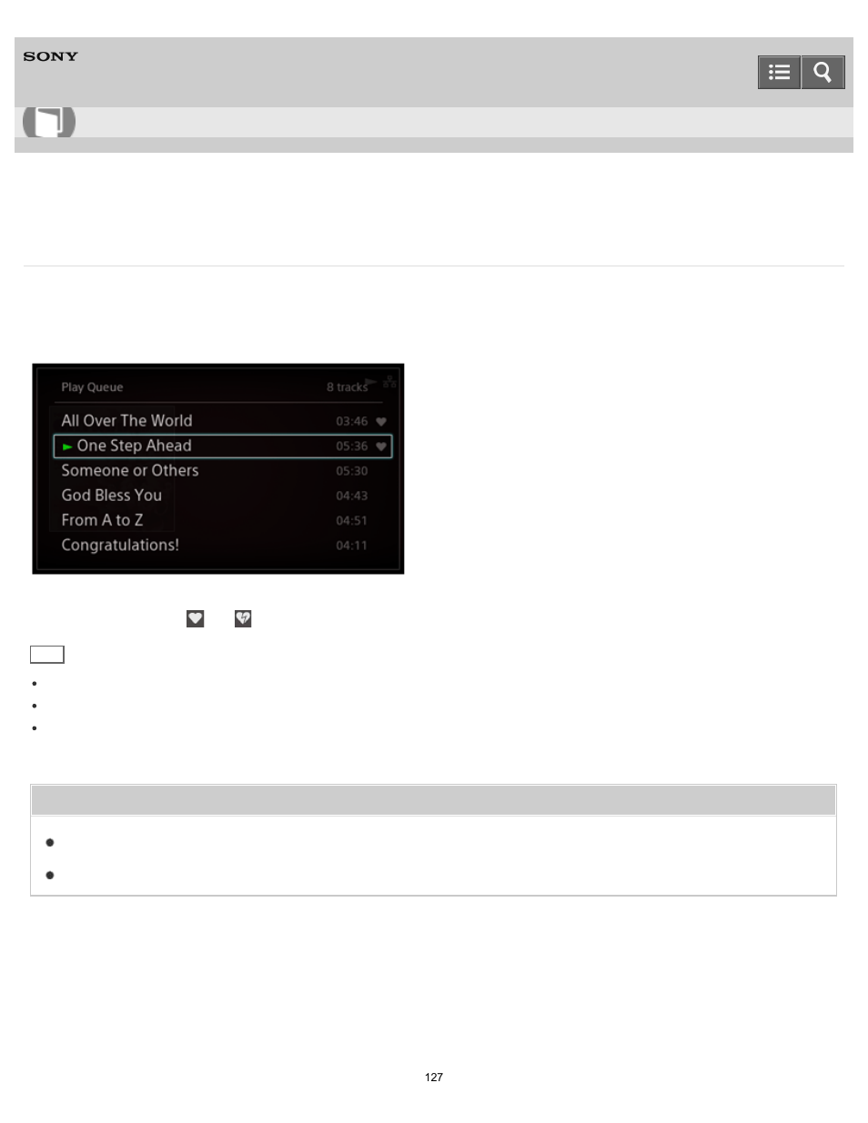 Play queue screen, Help guide | Sony HAP-S1 User Manual | Page 127 / 213
